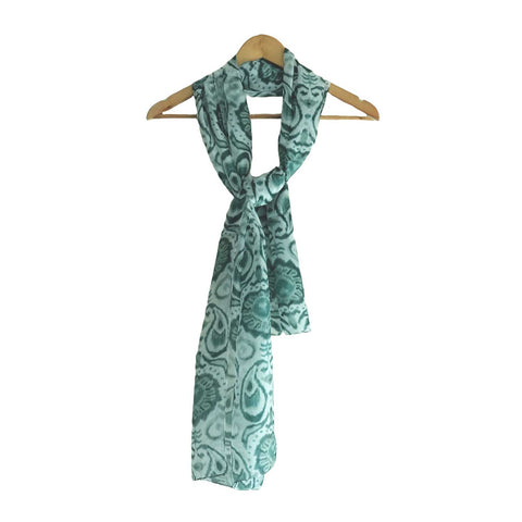 India Scarves Silk Stole, Prints Multi Color, 51 cm Width x 65 cm Length, Lightweight(Green)