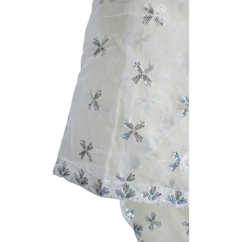 India Scarve's Net Cut Goldan Embroidered Floral Design  Dupatta