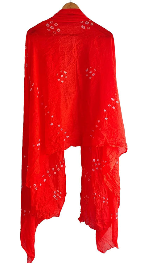 Multicolor Tie-Dye SIlk Dupatta, Handcrafted Bandhani Style, Ethnic Scarf