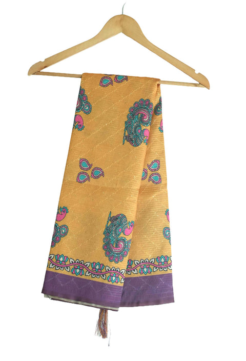 Assam Traditional Dupatta with Multicolor Multi moti Motif | Ethnic Printed Cotton Dupatta with Tassels