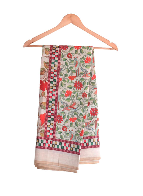 Assam Silk Traditional Dupatta with Multicolor Multi moti Motif | Ethnic Printed Cotton Dupatta with Tassels