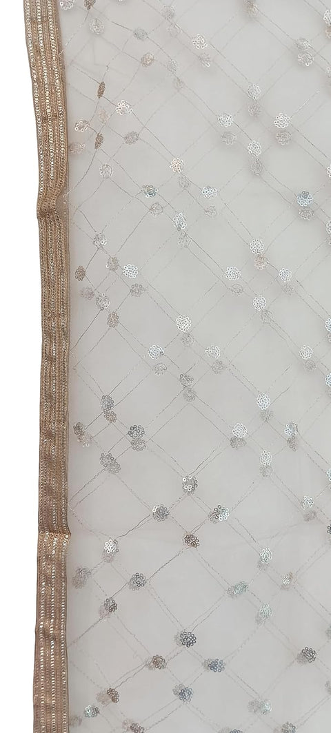 Traditional Embroidered Net Dupatta with Golden Border, Red Sequined Scarf, Diamond Pattern Dupatta, Chunni