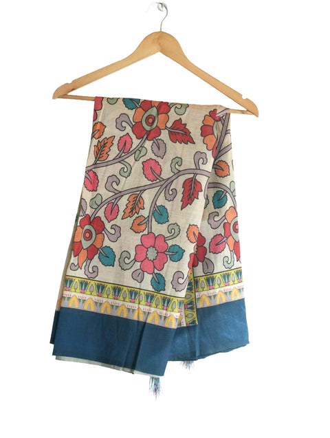 Assam Silk Traditional Dupatta with Multicolor Multi moti Motif | Ethnic Printed Cotton Dupatta with Tassels