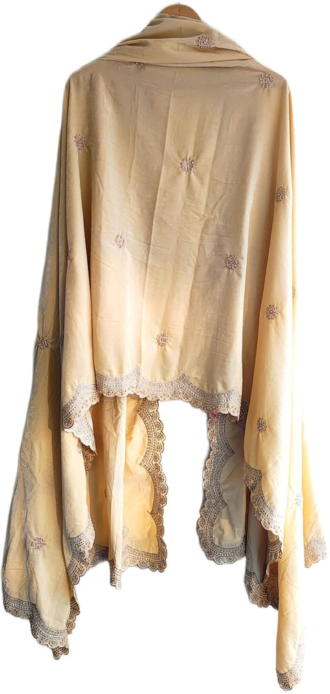 Luxury Micro-Velvet Embroidered Dupatta for Women | Heavy Scalloped Cutwork Border with Butti Work
