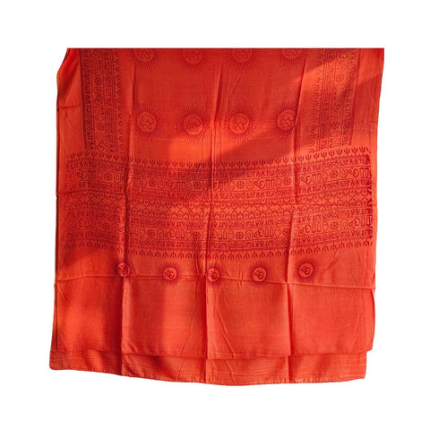 India Scarf Rayon Sarong with Hand-Printed Om Motifs( Dark Orange )