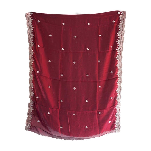 Fendi Fabric Dupatta with Bead Floral Work, Gota Lace Border
