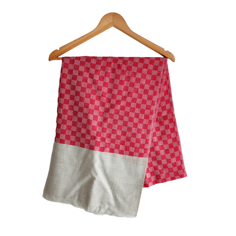 Earthy Elegance Embroidered Wool Stole | Cherry Red | Warm Winter Wrap for Women