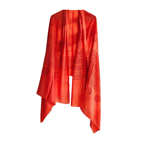 India Scarf Rayon Sarong with Hand-Printed Om Motifs( Dark Orange )