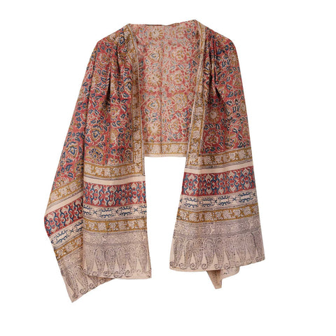 Indian Scarves Women's Kalamkari cotton stole Size 73x194 cm