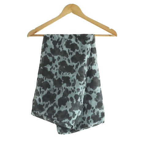 India Scarves Silk Stole, Prints Multi Color, 51 cm Width x 65 cm Length, Lightweight( Grey And Black )