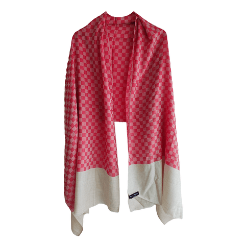 Earthy Elegance Embroidered Wool Stole | Cherry Red | Warm Winter Wrap for Women
