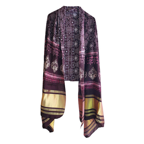 India Scarves Semi Gaji Silk Bandhani Dupatta(Purple)
