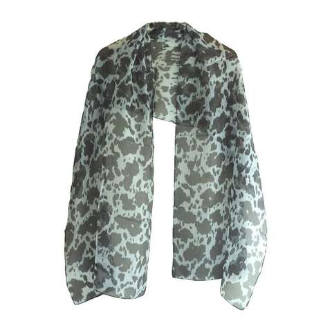 India Scarves Silk Stole, Prints Multi Color, 51 cm Width x 65 cm Length, Lightweight( Grey And Black )