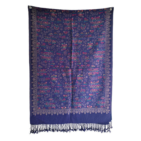 Earthy Elegance Embroidered Wool Stole | Artisan Winter Wrap (ISYVWC009)