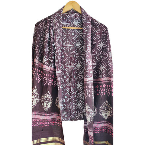 India Scarves Semi Gaji Silk Bandhani Dupatta(Purple)