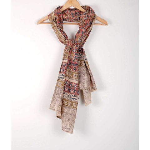 Indian Scarves Women's Kalamkari cotton stole Size 73x194 cm