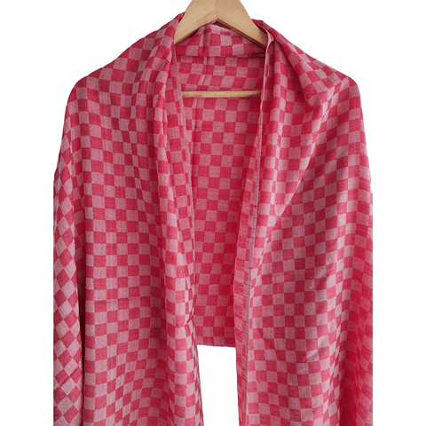 Earthy Elegance Embroidered Wool Stole | Cherry Red | Warm Winter Wrap for Women