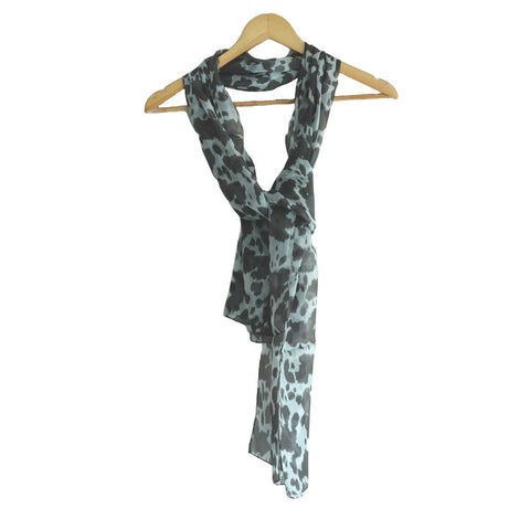 India Scarves Silk Stole, Prints Multi Color, 51 cm Width x 65 cm Length, Lightweight( Grey And Black )