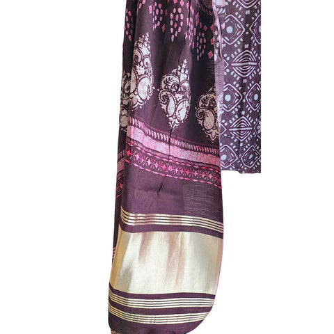 India Scarves Semi Gaji Silk Bandhani Dupatta(Purple)