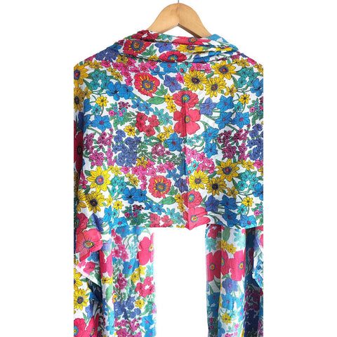 Women's Reversible Silk Viscose Summer Stole, with Fringe Tassels, 185 x 75 cm