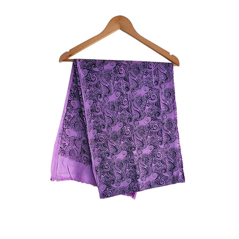 Women's Reversible Silk Viscose Summer Stole, with Fringe Tassels, 185 x 75 cm