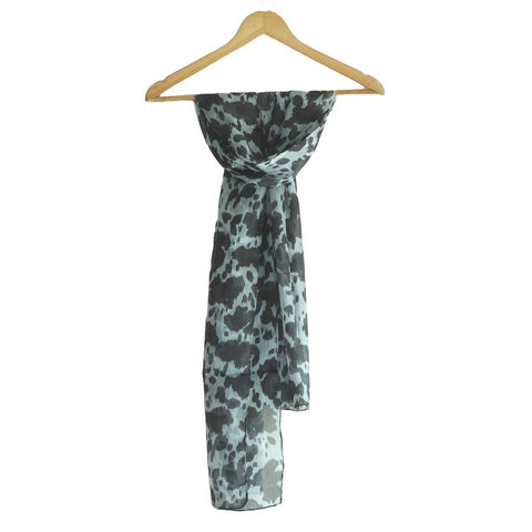 India Scarves Silk Stole, Prints Multi Color, 51 cm Width x 65 cm Length, Lightweight( Grey And Black )