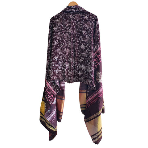 India Scarves Semi Gaji Silk Bandhani Dupatta(Purple)