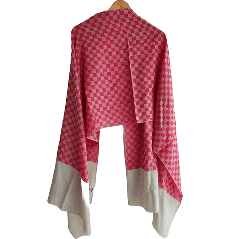 Earthy Elegance Embroidered Wool Stole | Cherry Red | Warm Winter Wrap for Women