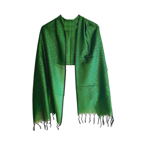 Banarasi Silk Stole - Luxurious Golden Threadwork 55X180 Cm