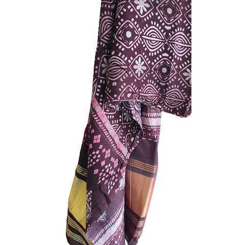 India Scarves Semi Gaji Silk Bandhani Dupatta(Purple)
