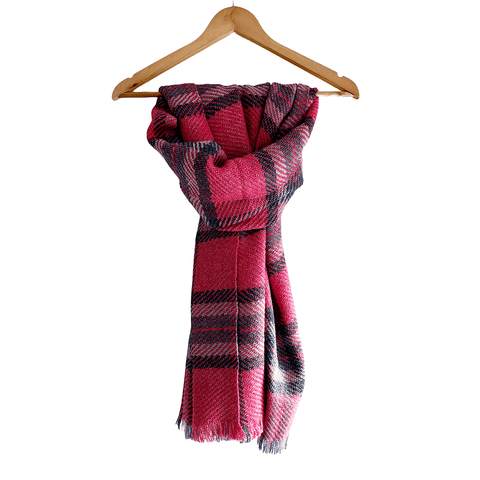 Earthy Elegance Embroidered Wool Stole | Red | Warm Winter Wrap for Women