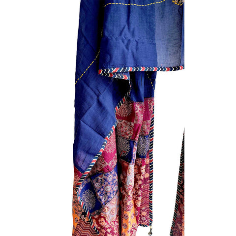 India Scarves Ajrakh Applique Patchwork Cotton Dupatta