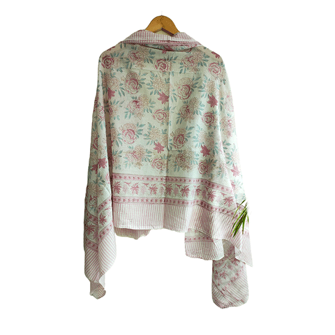 Bagru Block Print Sarong, Sarong Beach Wrap, Cotton Sarong,Pareo, Summer Pareo ,Size 45X80 Inc(Mint green)