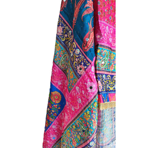 Pakistani Digital Printed Chinnon Dupatta With Heavy Mirror Work(Pink Color)