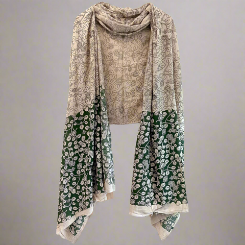 Kalamkari Hand Block Printed Cotton Dupatta 115X225 Cm