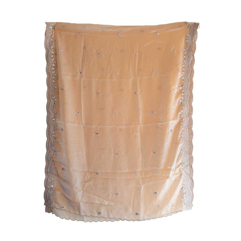 Fendi Fabric Dupatta with Bead Floral Work, Gota Lace Border
