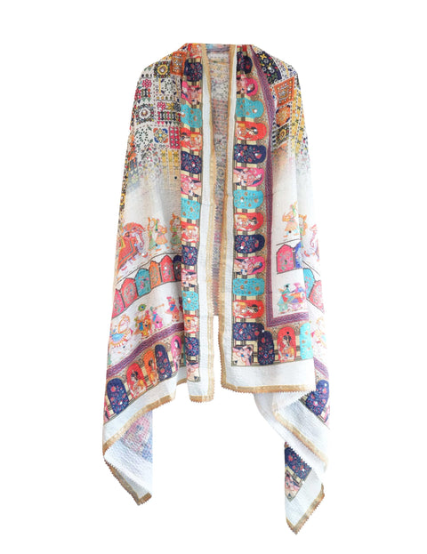 Chinon Pakistani Mirror Work Dupatta, Traditional Embellished Dupatta with Decorative Detailing