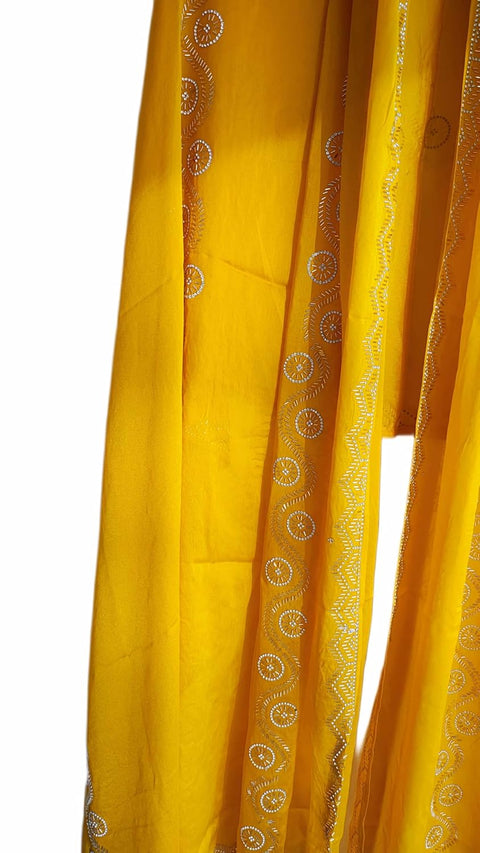 INDISA SCARVE'S FENDI Cut Beads Dupatta, Navy Blue, Embroidered Border, Lightweight Sheer Fabric, Traditional Indian Scarf