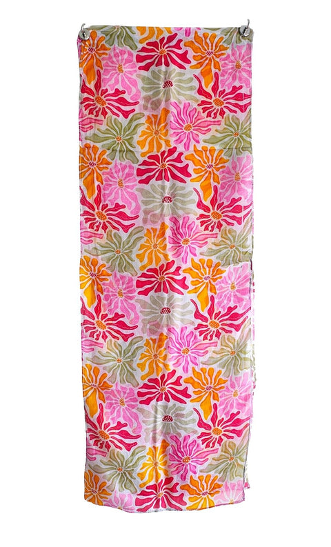 Silk Stole, Prints Multi Color, 51 cm Width x 65 cm Length, Lightweight(Pink And Yellow)