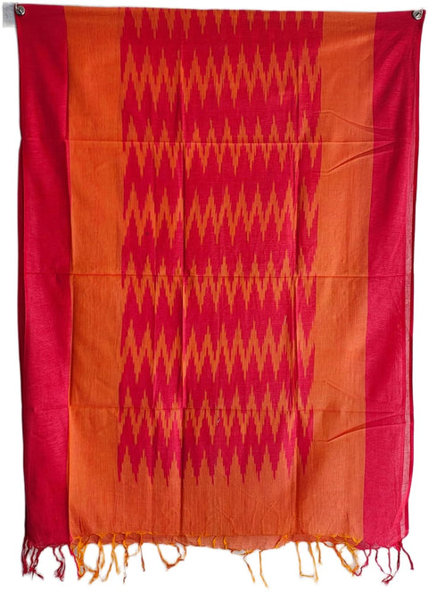 Cotton Ikkat Print Stole for Women, Blue and Indigo, Soft Lightweight Dupatta, 88 x 240 cm, Boho Traditional Indian Style