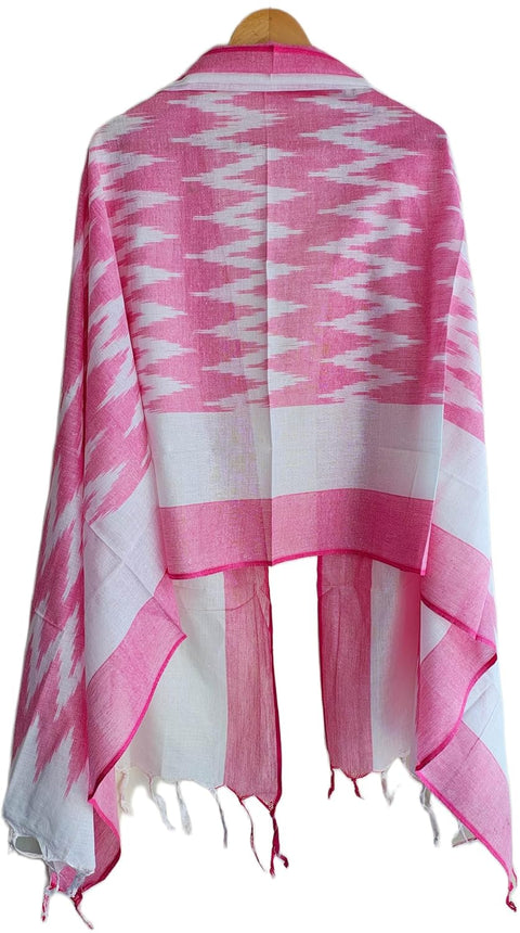 Cotton Ikkat Print Stole for Women, Blue and Indigo, Soft Lightweight Dupatta, 88 x 240 cm, Boho Traditional Indian Style