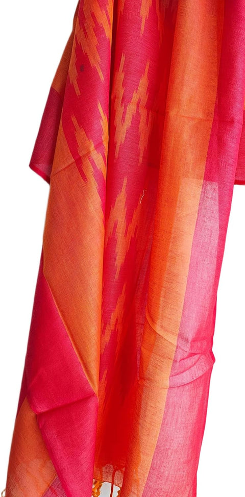 Cotton Ikkat Print Stole for Women, Blue and Indigo, Soft Lightweight Dupatta, 88 x 240 cm, Boho Traditional Indian Style