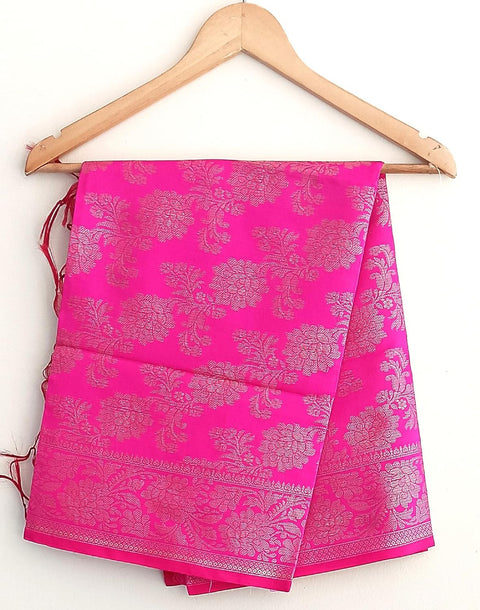 The Women's Art Silk Woven Banarasi Jacquard Dupatta(Dark Pink)