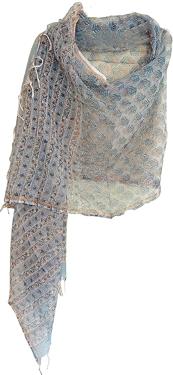 India Scarves Bagru Hand Block Floral kota Doria silk cotton Dupatta