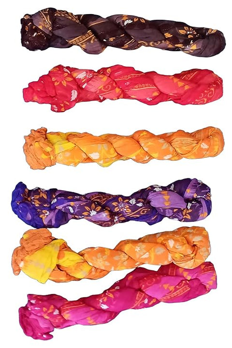 Chiffon Crushed Fancy Dupatta COMBO set of five Multi Color(Brown ,red,yellow,purple,yellow and pink ))