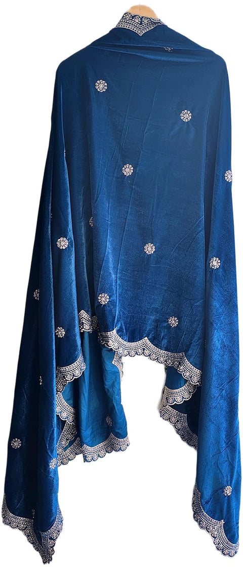 Luxury Micro-Velvet Embroidered Dupatta for Women | Heavy Scalloped Cutwork Border with Butti Work
