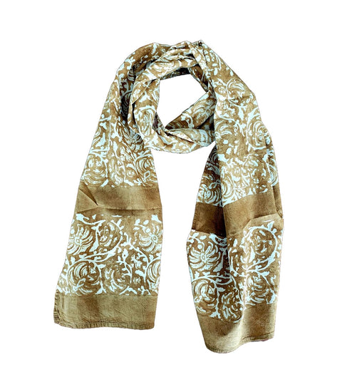 Kalamkari Cotton Stole for Women - Hand Block Printed Indian Scarf (120x185cm)