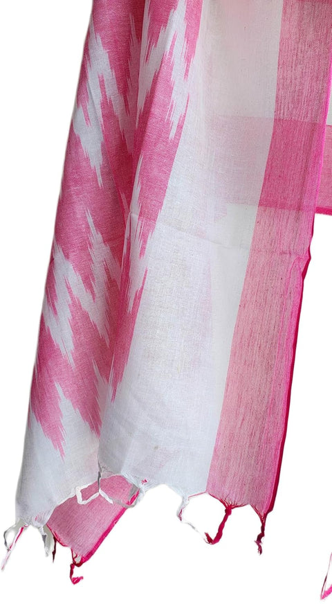 Cotton Ikkat Print Stole for Women, Blue and Indigo, Soft Lightweight Dupatta, 88 x 240 cm, Boho Traditional Indian Style