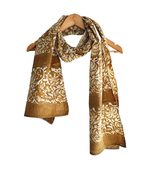 Kalamkari Cotton Stole for Women - Hand Block Printed Indian Scarf (120x185cm)