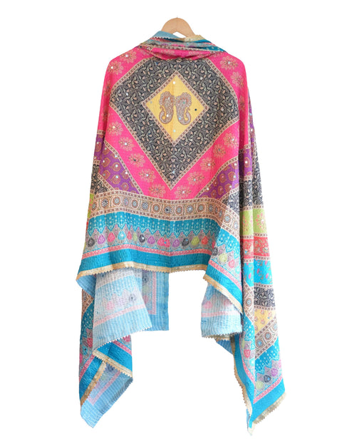 Chinon Pakistani Mirror Work Dupatta, Traditional Embellished Dupatta with Decorative Detailing